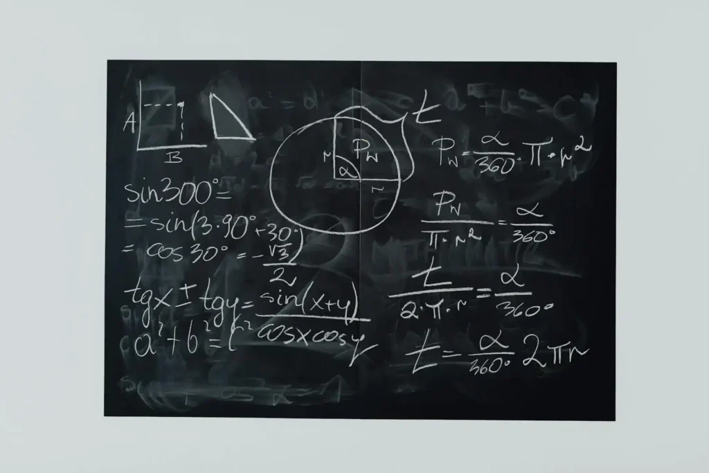 Tableau noir avec des formules complexes illustrant le manque de clarté sur un site internet de petite entreprise