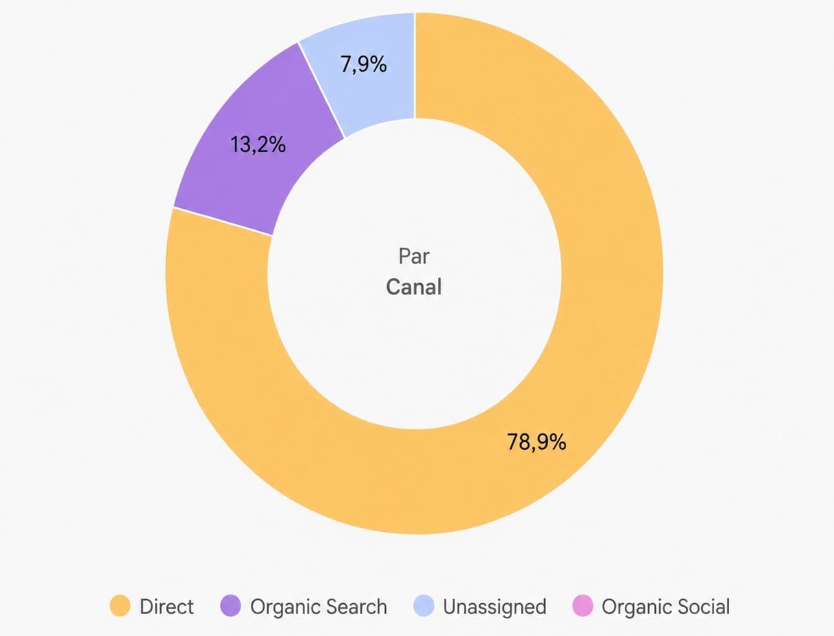 Graphique de répartition du trafic du site Consilia-RH avec trafic direct et recherche organique